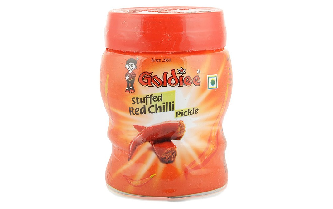 Goldiee Stuffed Red Chilli Pickle    Plastic Jar  500 grams